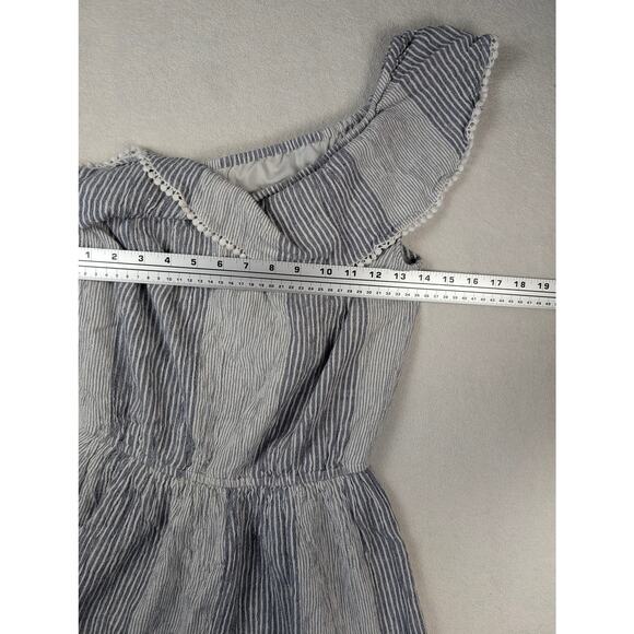 American Eagle Dress One Shoulder Cotton Blue White Stripe Size Med Pull On - Picture 8 of 8